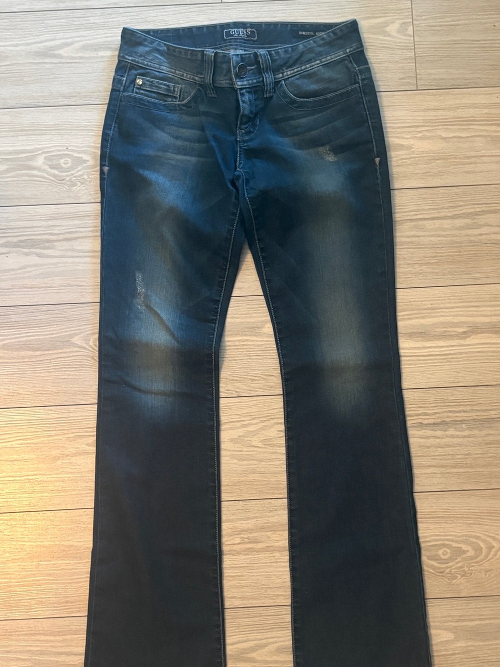 GUESS Women’s Dark Blue Daredevil Boot Cut Jeans